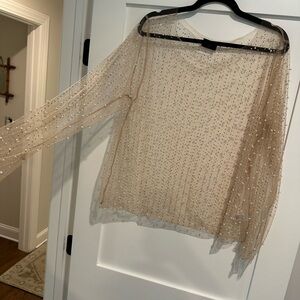 Sheer Beaded Long Sleeve Top